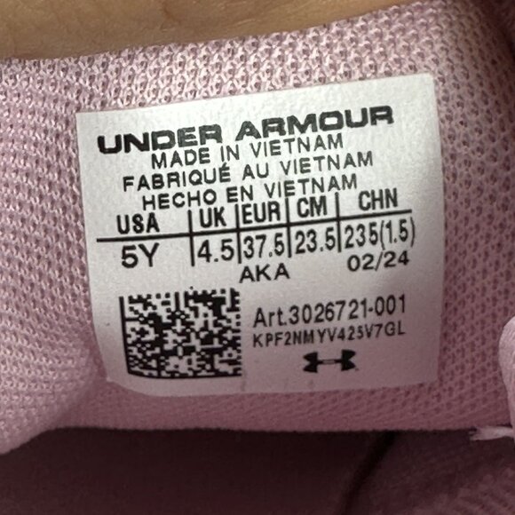 Under Armour Youth size 5/Women's size 6.5 Black Pink Flash Shoes - Picture 7 of 7
